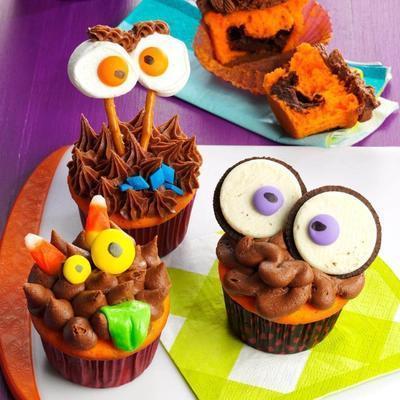 cupcakes de halloween preto e laranja