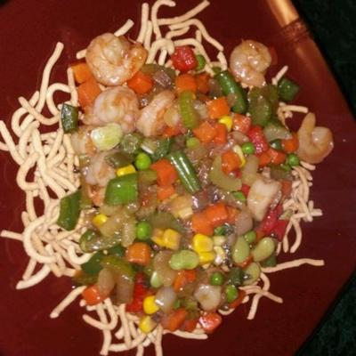 camarão chinês comida mein
