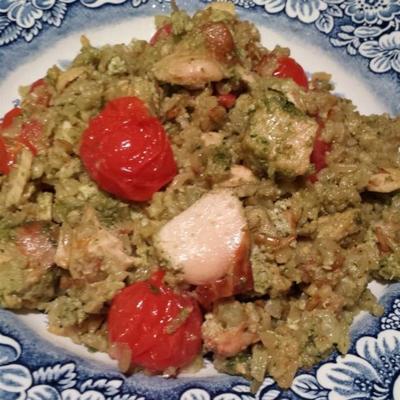 salmão e pesto com arroz