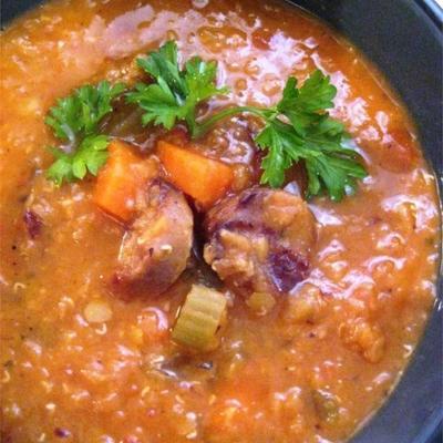sopa de lentilha e linguiça