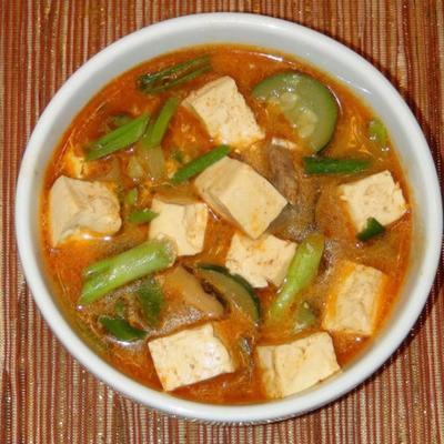 tofu coreano e sopa de legumes