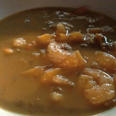 sopa de pêssego e curry