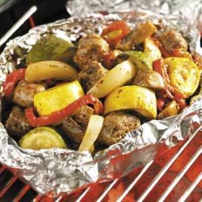 grelha vegetariana salsicha