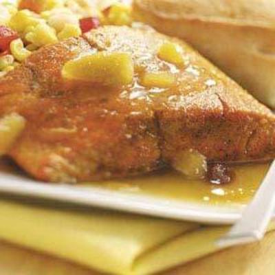 salmão com molho de chutney de curry