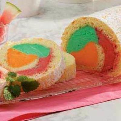 rolo de sorvete de arco-íris