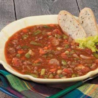 sopa de carne vegetal de família