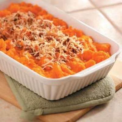 caçarola de batata doce crocante