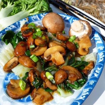 bok choy do chinês-estilo com molho de cogumelo