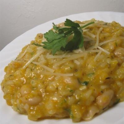 risoto com abóbora e feijão branco