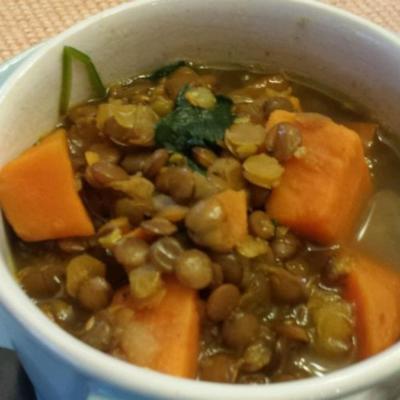 batata doce indiana e sopa de lentilha