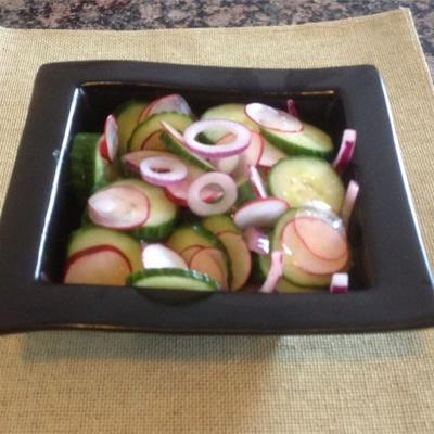 salada simples de pepino e rabanete