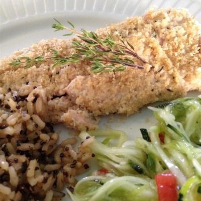 truta crusted de erva de amêndoa para dois