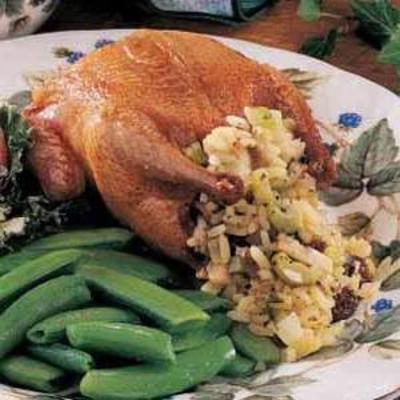 pombo recheado com arroz