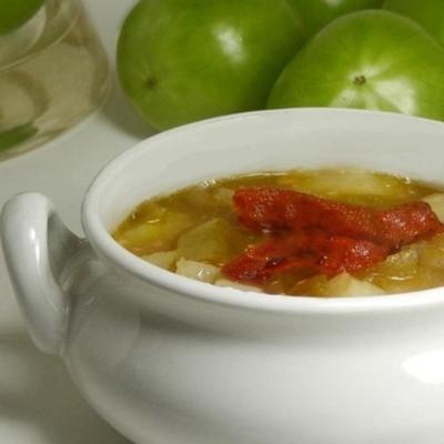 sopa verde de tomate e bacon