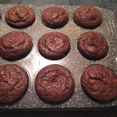 muffins saudáveis ​​da manhã de chocolate