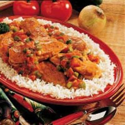 jantar de frango com curry
