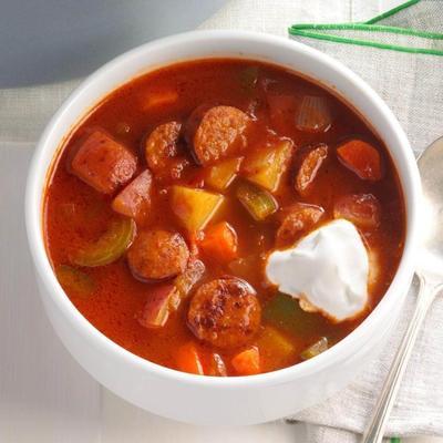 sopa de linguiça andouille