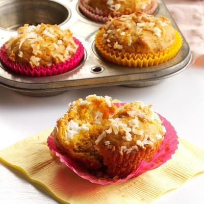 muffins de cenoura com gengibre de coco com recheio de cream cheese