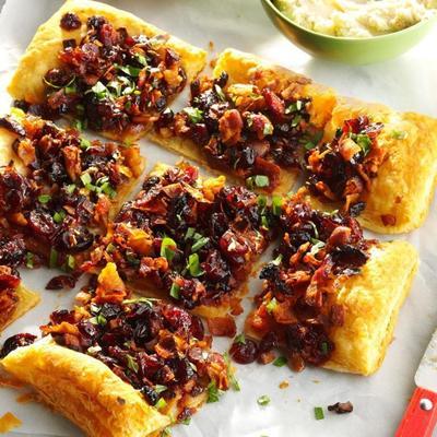 galette de bacon cranberry caramelizado com cobertura cran-laranja