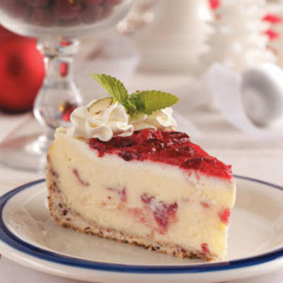 cheesecake de celebração cranberry