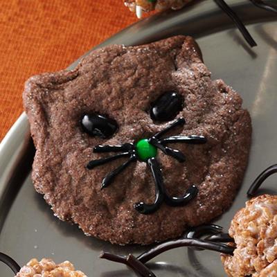 biscoitos de gato preto de halloween