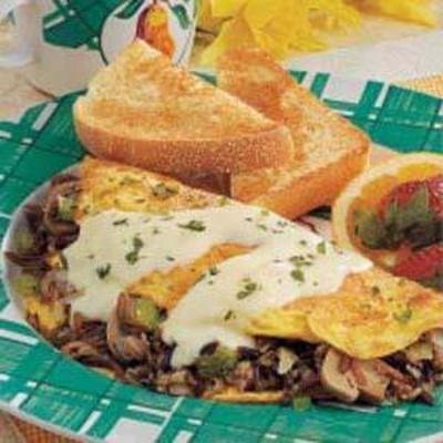 omelete de cogumelos de arroz selvagem