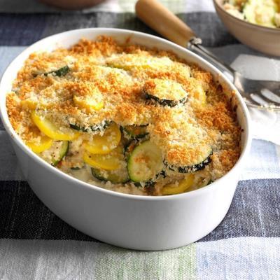 abobrinha e gratinado de abóbora amarela
