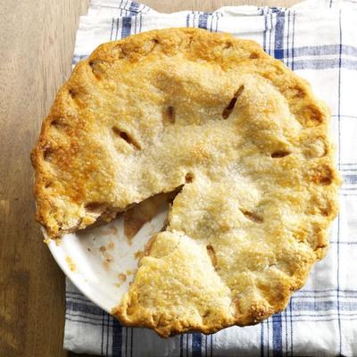 torta de maçã fita azul