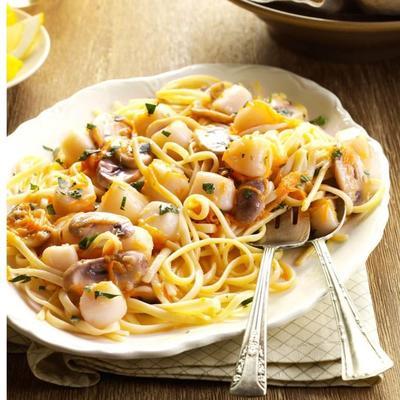 vieiras com linguine