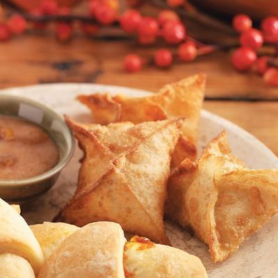 wontons de abóbora com molho de canela