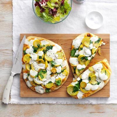 flatbread de abóbora assada com homus