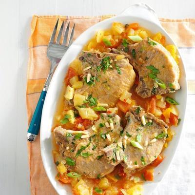 costeletas de porco de primavera tropical