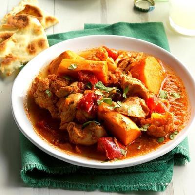 frango indiano picante e legumes