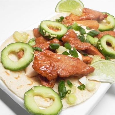 tacos de frango teriyaki