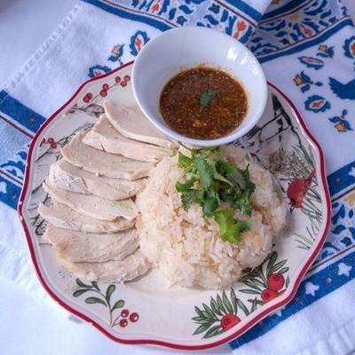 khao man gai frango tailandês e arroz (versão saudável)