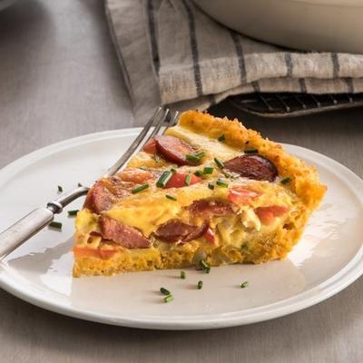 quiche com crosta de couve-flor e salsicha defumada hillshire farm®