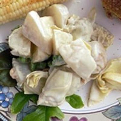 salada de coração de beterraba e alcachofra branca