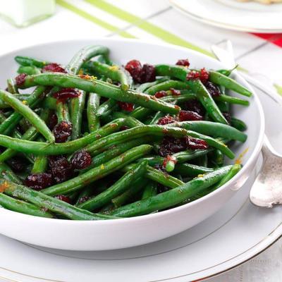 feijão verde com glacê de romã cranberry