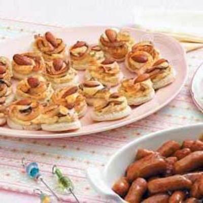 rodelas de cebola e amêndoa