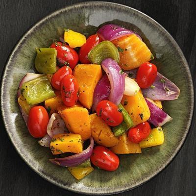 frigideira de legumes arco-íris
