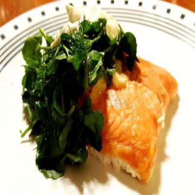 salmão lemony com salada de agrião