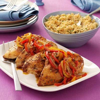 Frango assado com pimentão balsâmico