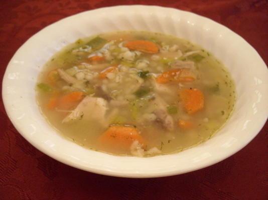 cock-a-leekie (sopa de frango e alho-poró)