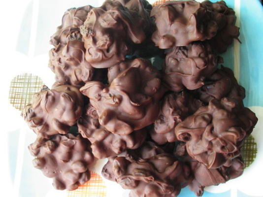 Passas cobertas de chocolate no microondas
