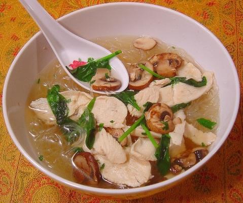sopa de macarrão de frango tailandês fácil