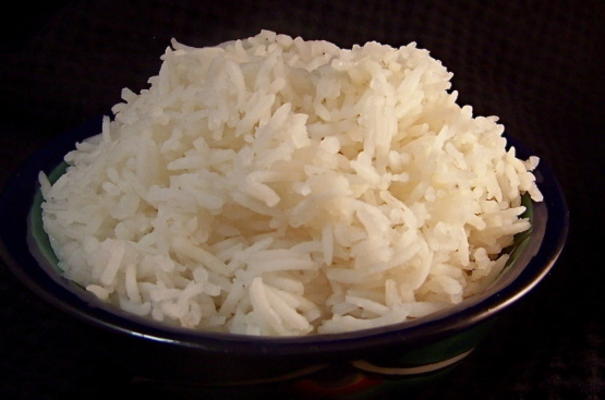 arroz cozido no vapor