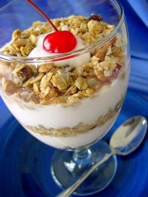 um café da manhã iogurte parfait (granola)