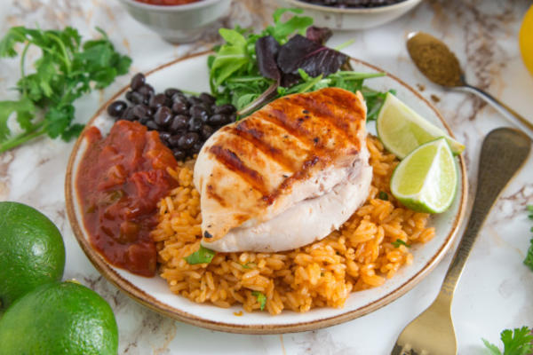 margarita grelhada de pimentão frango e arroz mexicano de belinda