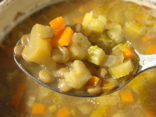 sopa de lentilha e vegetais ao curry