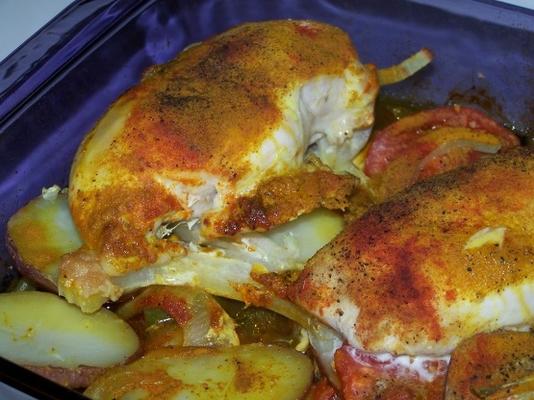 frango assado à sephardic (yemenite) com batatas